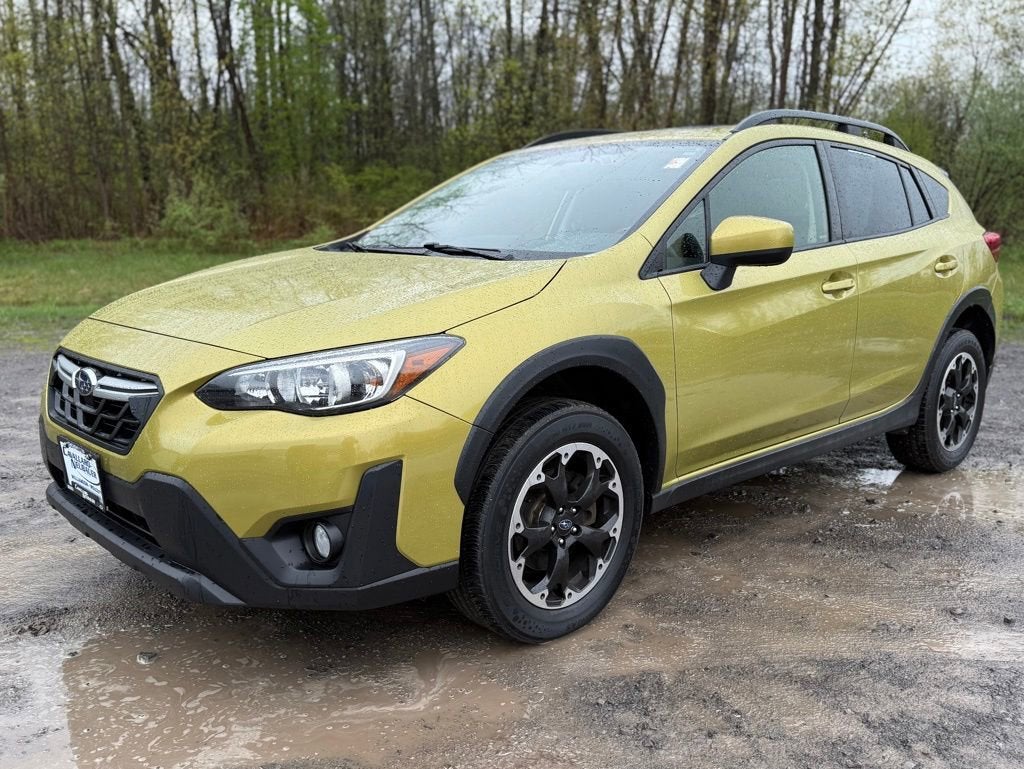 2022 Subaru Crosstrek Premium in Plasma Yellow Pea — front three-quarter view