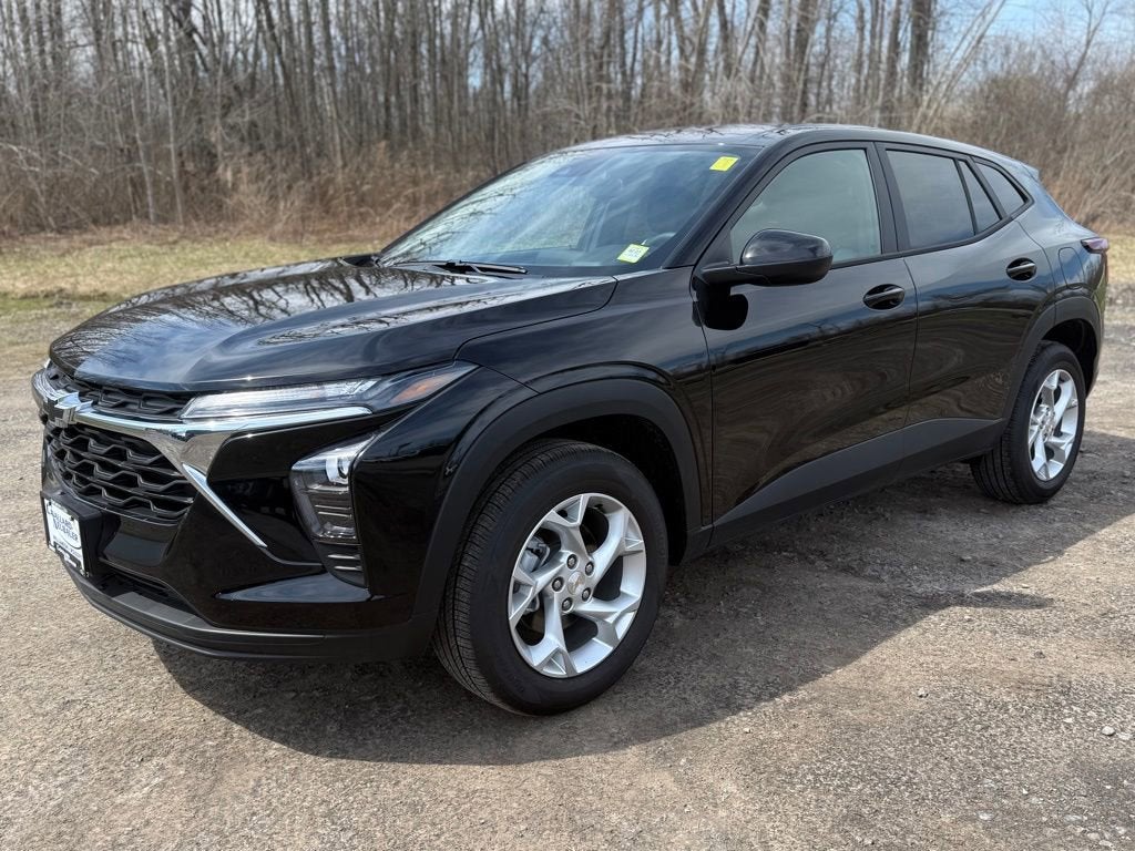 2026 Chevrolet Trax LS in Mosaic Black Metallic — front three-quarter view